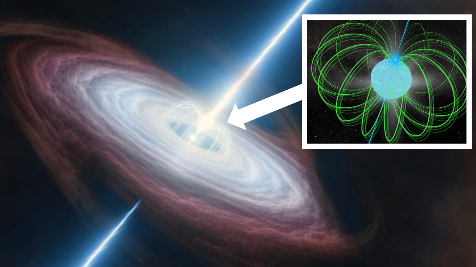 Superluminous supernova with magnetar illustration