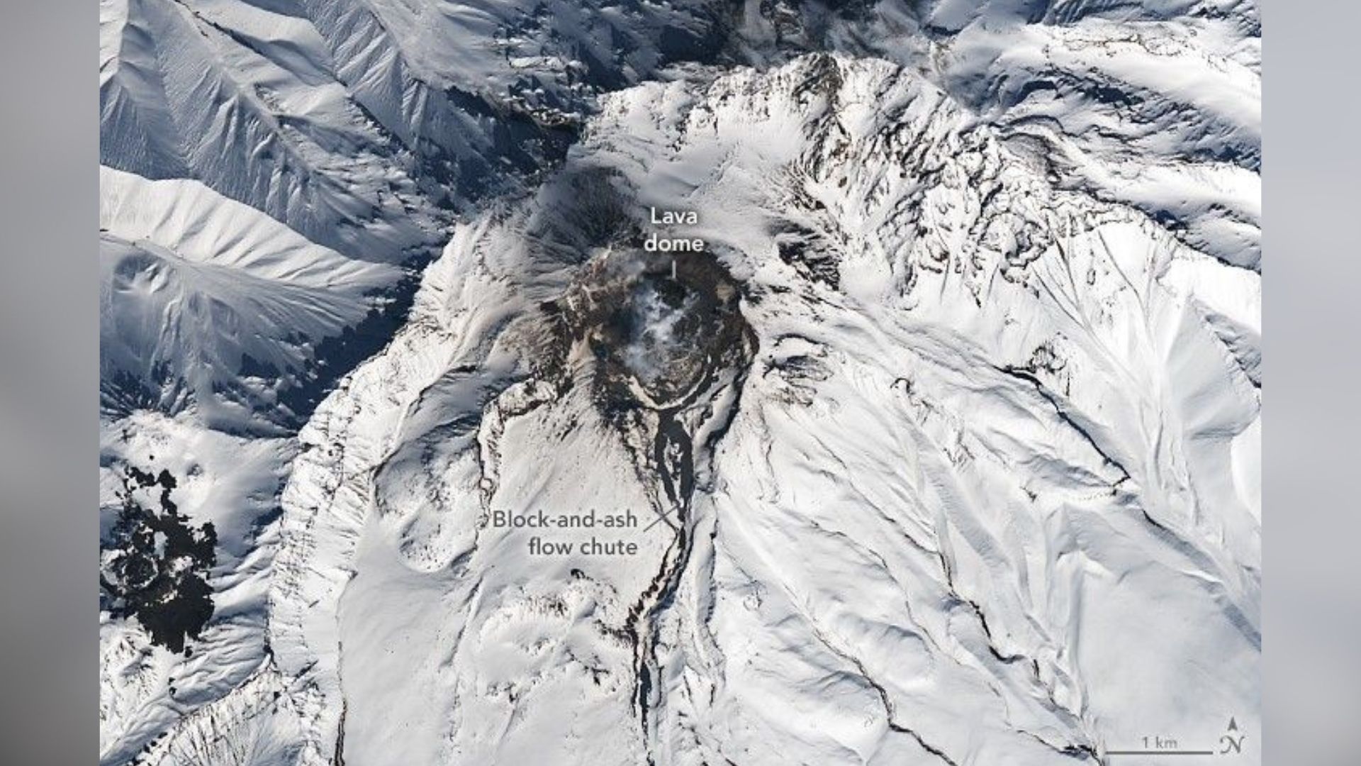 卫星图像揭示俄罗斯舍维留奇火山内部热量融化积雪